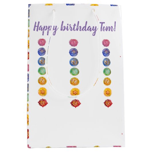 7 Chakra Aquarellkunst Mittlere Geschenktüte (Vorderseite)