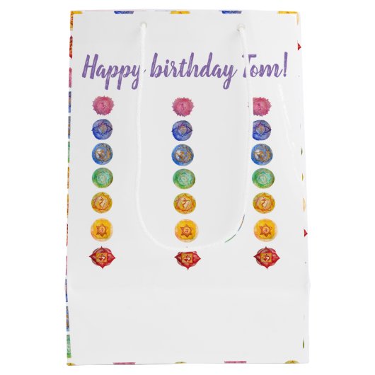 7 Chakra Aquarellkunst Mittlere Geschenktüte (Rückseite)