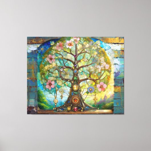 7 Chakra Blossoming Tree Of Life Leinwanddruck (Vorderseite)