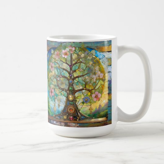 7-Chakra-Blütenbaum des Lebens Kaffeetasse (Rechts)