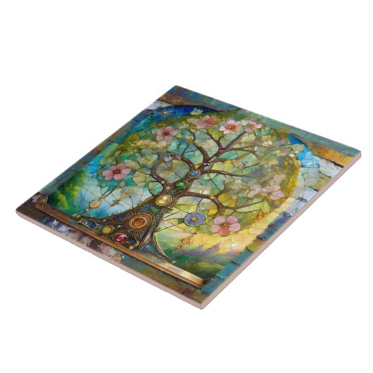 7 Chakra Blütenbaum Fliese (Seite)