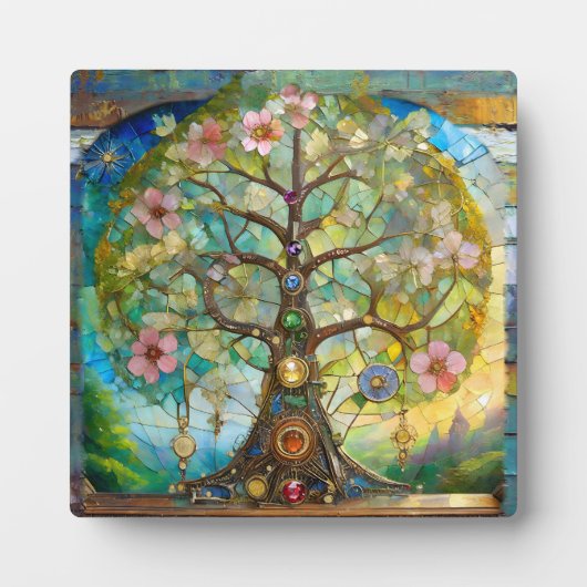 7 Chakra Blütenbaum Fotoplatte (Vorderseite)