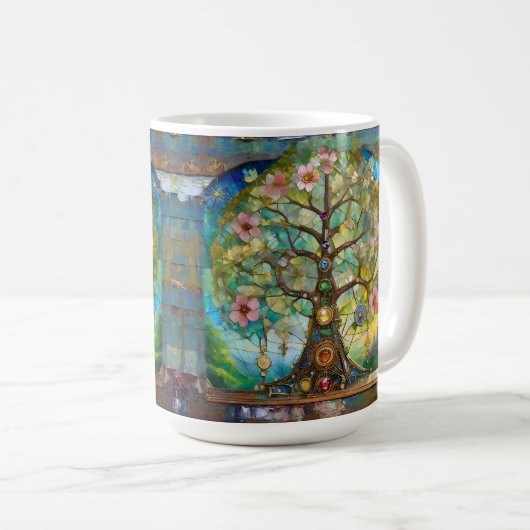 7 Chakra Blütenbaum Kaffeetasse (VorderseiteRechts)