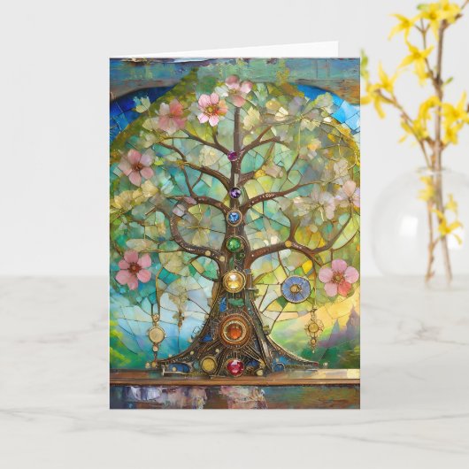 7 Chakra Blütenbaum Karte (Gelbe Blume)