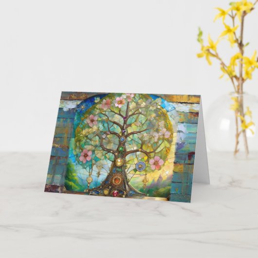 7 Chakra Blütenbaum Karte (Gelbe Blume)