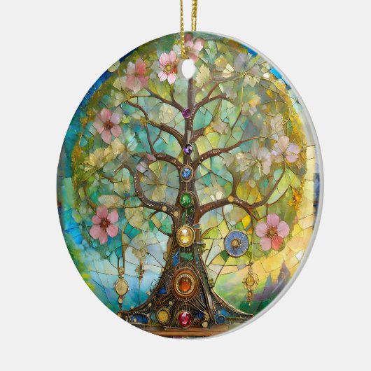 7 Chakra Blütenbaum Keramik Ornament (Links)