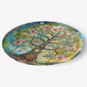 7 Chakra Blütenbaum Pappteller (Schrägansicht)