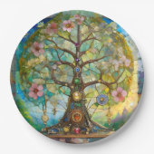 7 Chakra Blütenbaum Pappteller (Vorderseite)