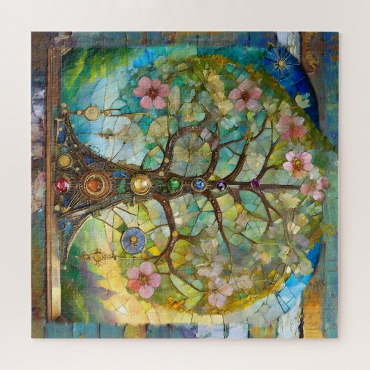 7 Chakra Blütenbaum Puzzle (Horizontal)