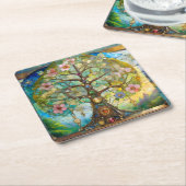 7 Chakra Blütenbaum Rechteckiger Pappuntersetzer (angewinkelt)