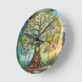 7 Chakra Blütenbaum Runde Wanduhr (Winkel)