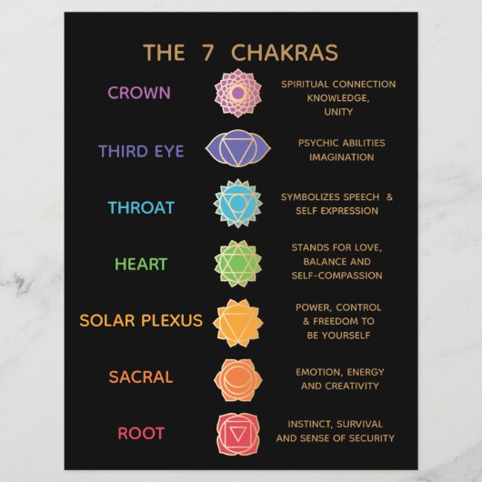 7 Chakra Guide Description Chart - Black Flyer (Vorne)