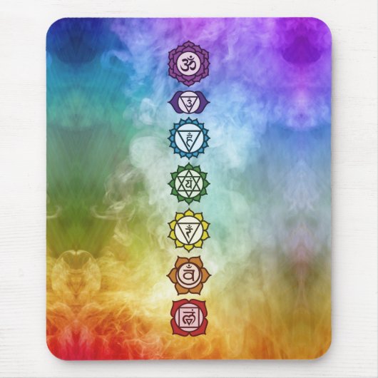 7 Chakra koordiniert kühne Regenbogenfarben Mousepad (Vorne)
