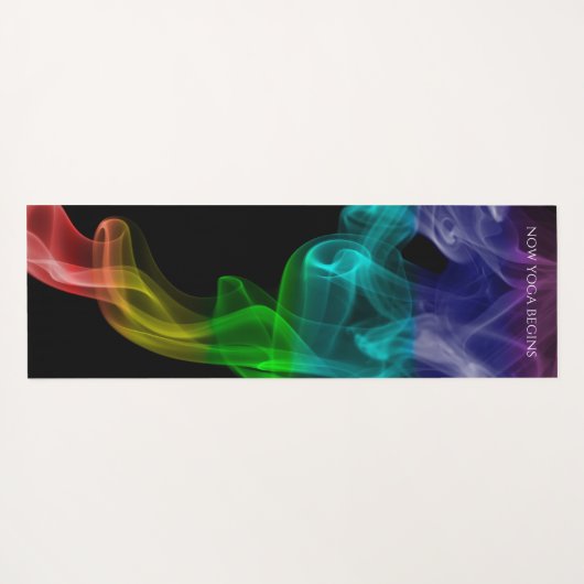 7 Chakra Mantra Regenbogen cool fett schwarz Yogamatte (Rückseite (Horizontal))