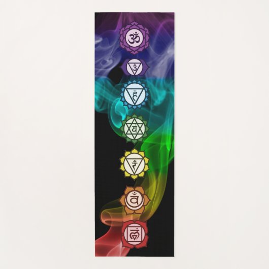 7 Chakra Mantra Regenbogen cool fett schwarz Yogamatte (Vorderseite)