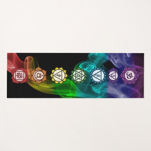 7 Chakra Mantra Regenbogen cool fett schwarz Yogamatte (Vorderseite (Horizontal))