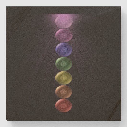 7 Chakra Quadrat-Getränk-Auftragmaschinen Steinuntersetzer (Vorderseite)