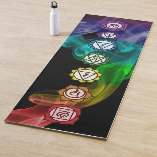 7 Chakra Regenbogen Rauch fett schwarz FRONT NUR Yogamatte (Beispiel)
