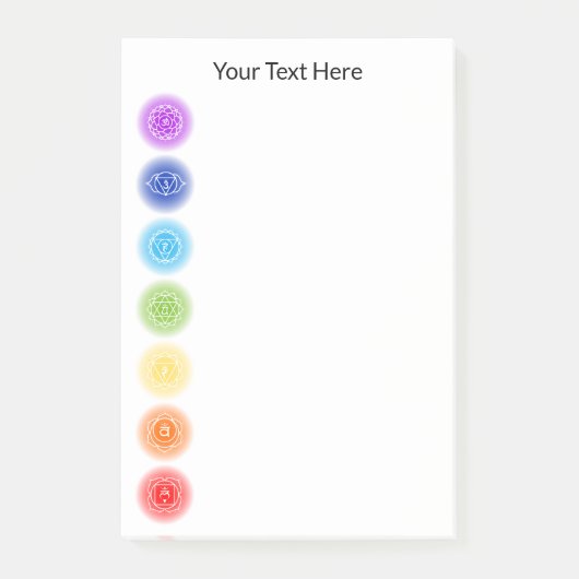 7 Chakra Symbole Post-it Klebezettel (Vorderseite)