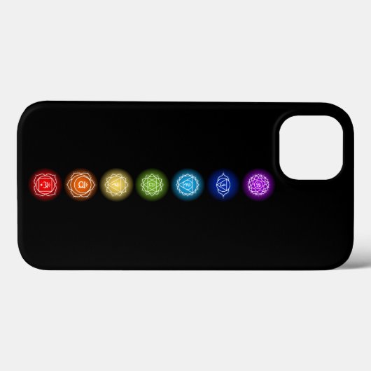 7 Chakra Symbole | Schwarz Case-Mate iPhone Hülle (Rückseite (Horizontal))