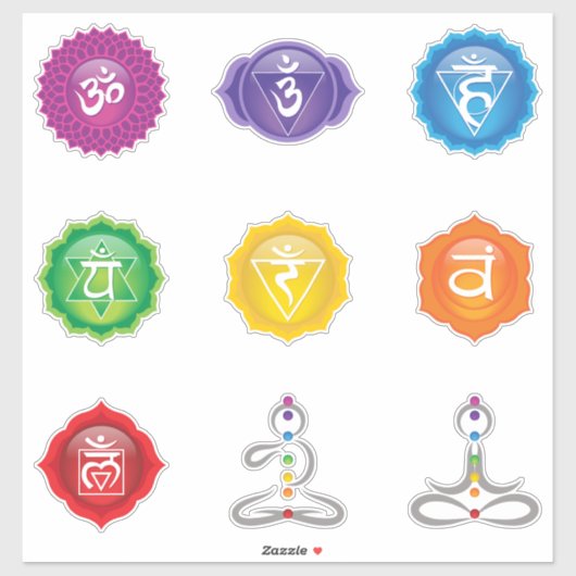 7 Chakra Symbols Aufkleber #01 (Blatt)