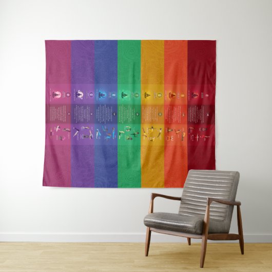 7 Chakra Yoga Posen & Affirmations Tapestry - 87 Wandteppich (Beispiel (Horizontal))