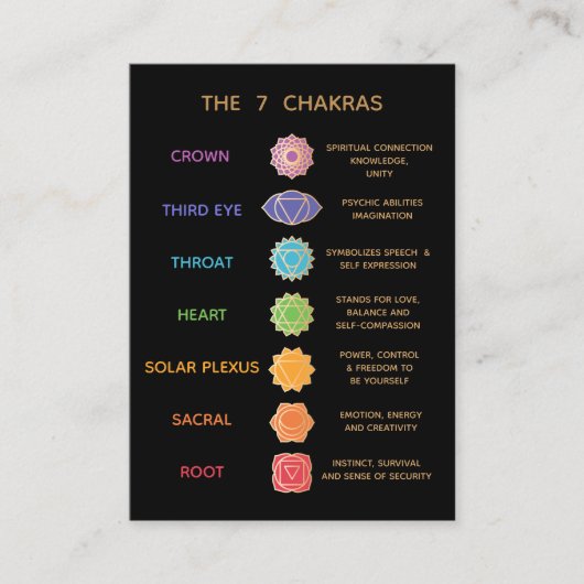 7 Chakras Beschreibung Pocket Business Card Visitenkarte (Vorderseite)