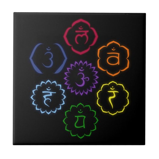 7 Chakras im Kreis Fliese (Vorderseite)