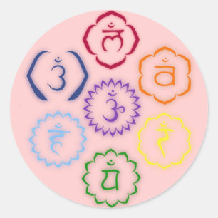 7 Chakras in einem Kreis Runder Aufkleber