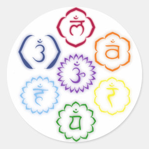 7 Chakras in einem Kreis Runder Aufkleber