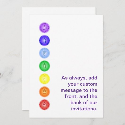 7 Chakras in einer Linie Einladung (Vorne/Hinten)