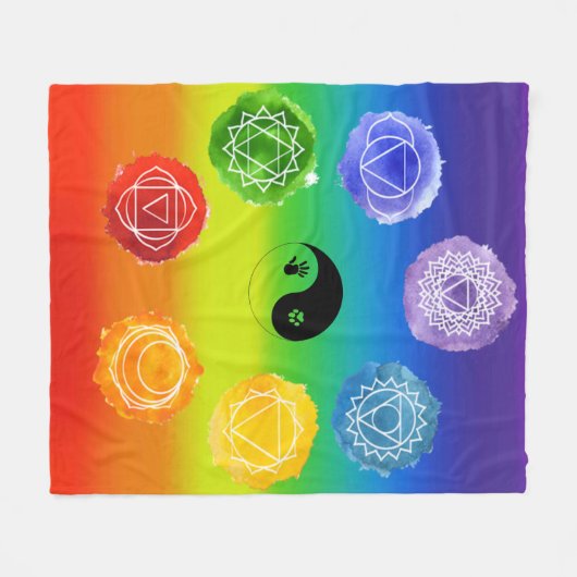 7 Chakras Medium Fleecedecke (Vorderseite (Horizontal))