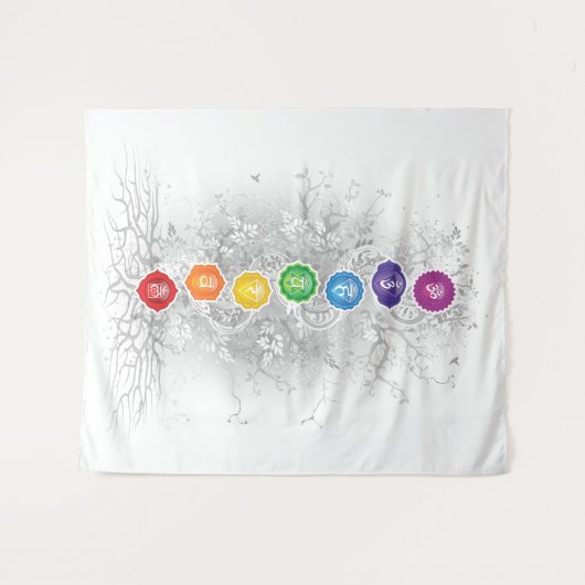 7 Chakras Tree Tapestry - 26 Wandteppich (Vorderseite (Horizontal))