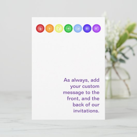 7 Chakren in einer horizontalen Linie Einladung (Stehend Vorderseite)