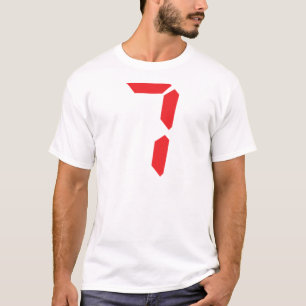 7 digitale Zahl des Weckers mit sieben Rottönen T-Shirt
