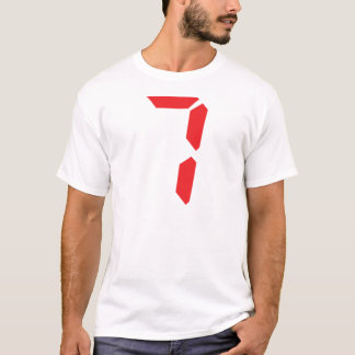 7 digitale Zahl des Weckers mit sieben Rottönen T-Shirt