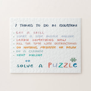 7 Dinge in der sozialen Isolation Typografie zu tu Puzzle