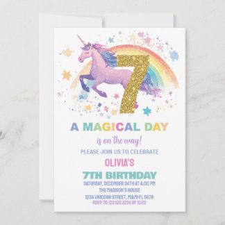 7. Einhorn Einladung zum Geburtstag
