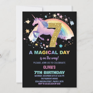 7. Einhorn Einladung zum Geburtstag