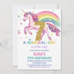 7. Einhorn Einladung zum Geburtstag