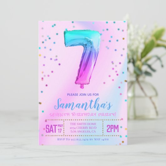 7. Einladung zur Geburtstagsparty (Stehend Vorderseite)