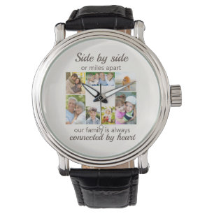 7 Familienfoto-Collage verbunden durch Herz Armbanduhr