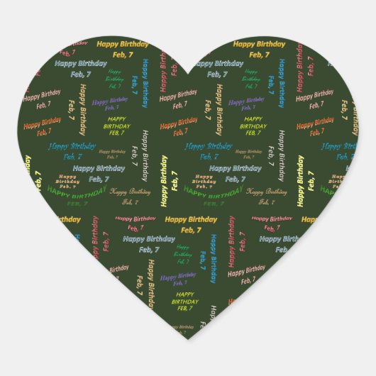 7. Februar Herz-Aufkleber (Vorderseite)