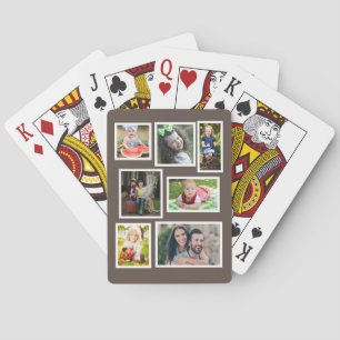 7-Foto-Collage Braun Wählen Sie Ihre Farbe Spielkarten