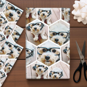 7 Foto Collage - Funkes Hexagon-Muster Geschenkpapier Set