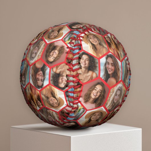 7 Foto Collage - Funkes Wabenmuster - rot Baseball