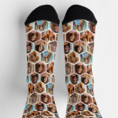 7 Foto Collage - Funkes Wabenmuster - weiß Socken (Oben)