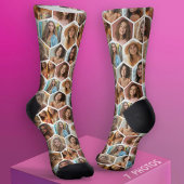 7 Foto Collage - Funkes Wabenmuster - weiß Socken