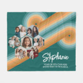 7 Foto Collage funkionierte Hexagon Muster Sonnenu Fleecedecke (Vorderseite (Horizontal))