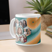 7 Foto Collage funkionierte Hexagon Muster Sonnenu Jumbo-Tasse